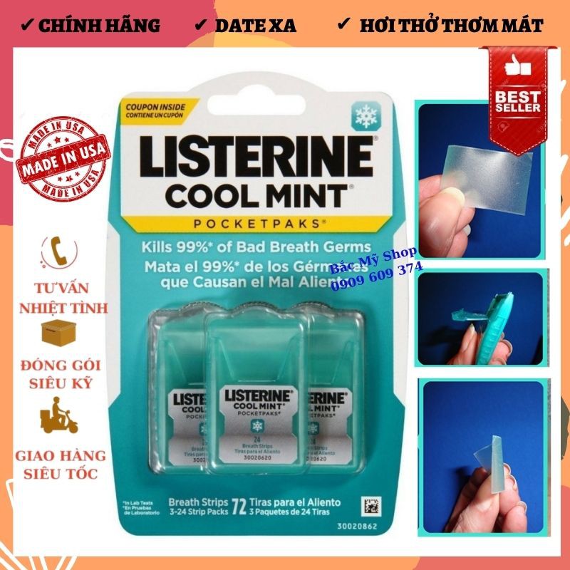 MIẾNG NGẬM THƠM MIỆNG LISTERINE POCKETPAKS (3HỘP)