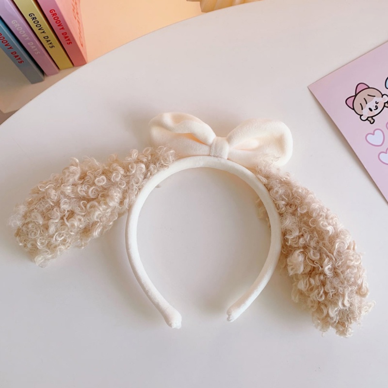 Băng Đô Cài Tóc Rửa Mặt / Trang Điểm / Trang Điểm Vải Bông Mềm Đính Nơ Hoạt Hình Đáng Yêu Không Trượt