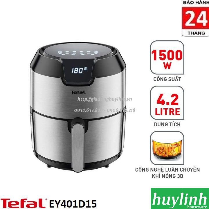 [Mã ELHAMS5 giảm 6% đơn 300K] Nồi chiên không dầu điện tử Tefal EY401D15 - 4.2 lít - 1500W