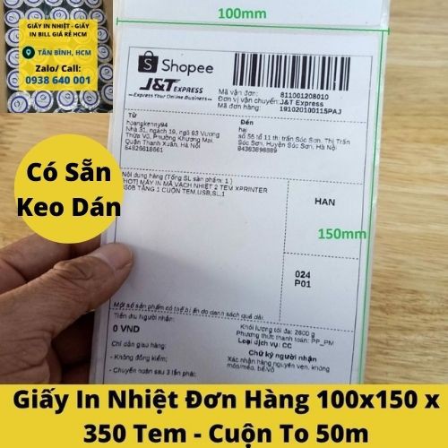 Decal Nhiệt - Giấy In Mã Vạch Tem Nhãn 100x150 mm (Cuộn 50 Mét)