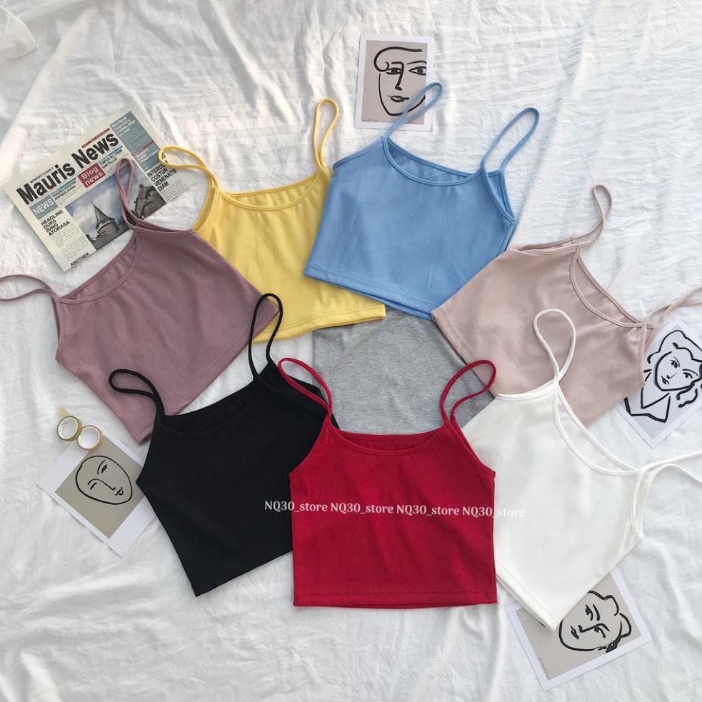 Hot Áo croptop 2 dây nq30_store chất bo gân form Ôm nữ ullzang  ྇ hàng chọn
