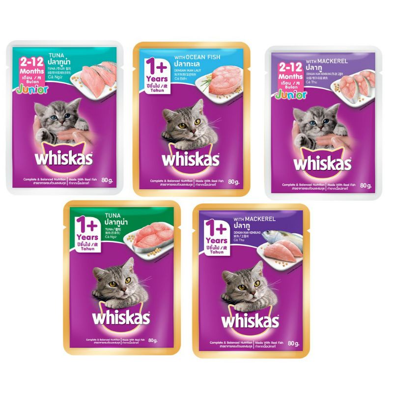 Thức ăn ướt cho mèo, pate Whiskas cho mèo túi 85g