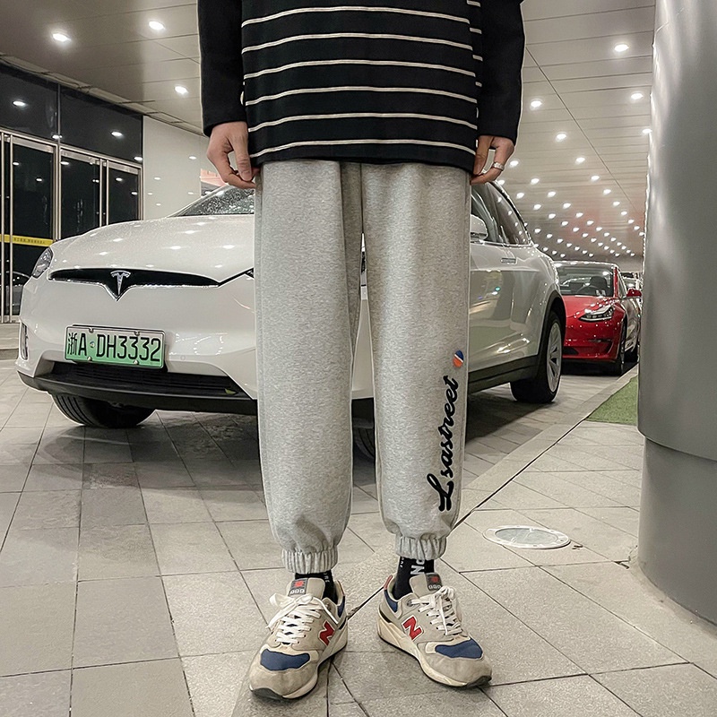 Quần Jogger Thể Thao Màu Đen Dáng Rộng Lưng Thun Co Giãn Phối Dây Rút size M-8XL Phong Cách Hàn Quốc Cho Nam Giới