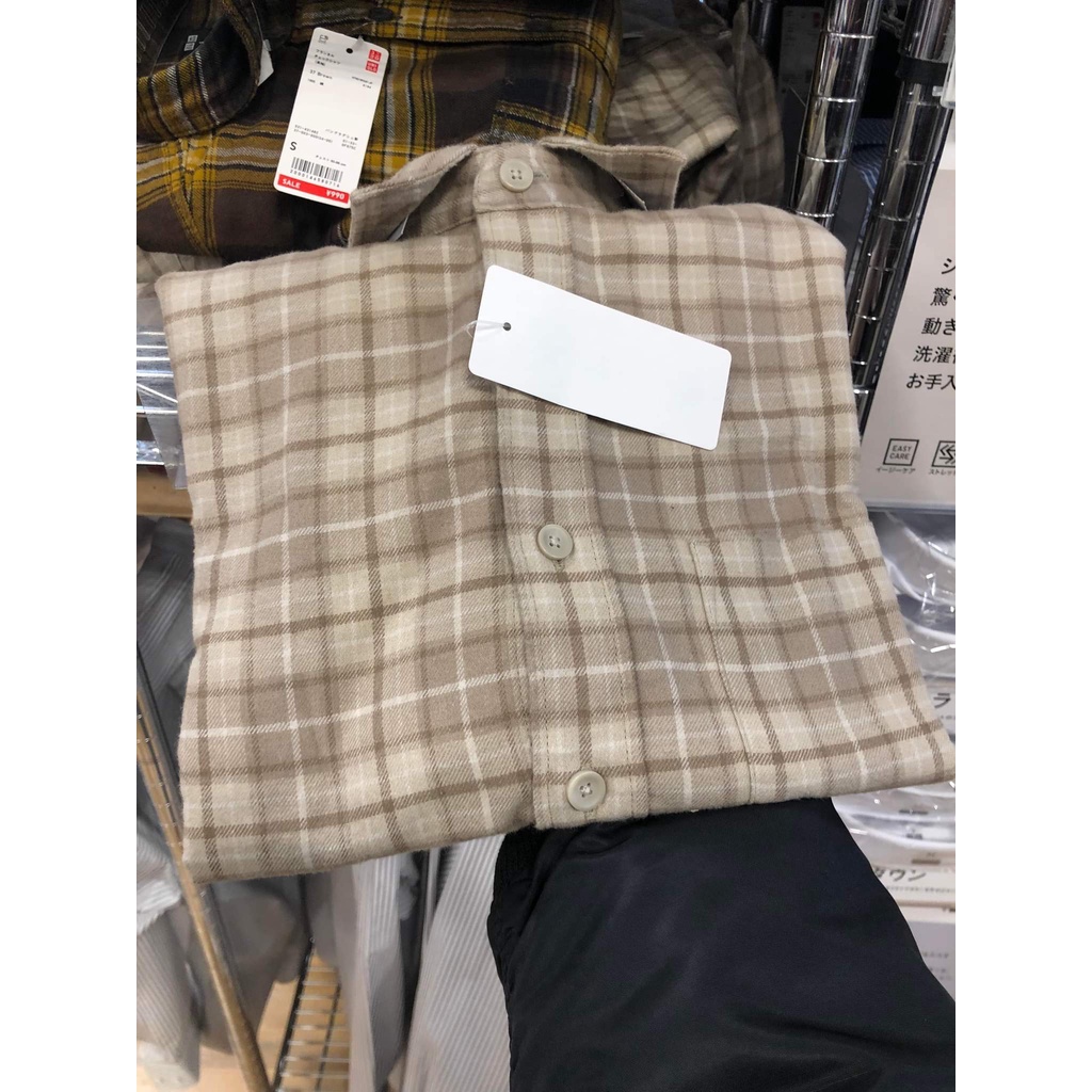 Áo Sơ Mi kẻ caro Uniqlo, Áo sơ mi Uniqlo Vải Flanel Kẻ Caro Dài Tay