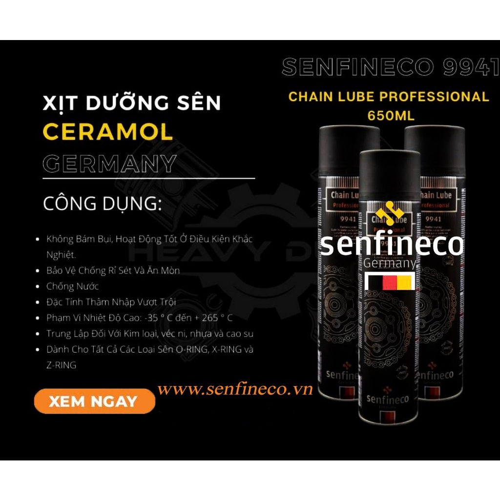 Dưỡng sên Senfineco - bôi trơn trượt chống trượt Senfineco Chain Lube Extreme 9924 200ml