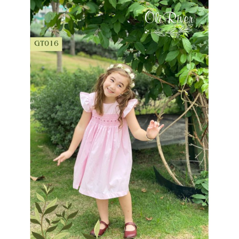 Váy smock hồng Oli River Kids cánh tiên siêu cute dành cho bé