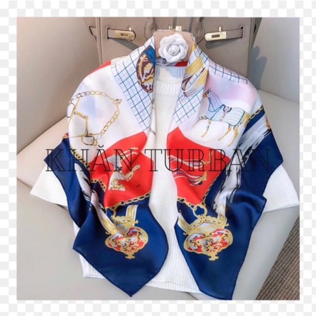 Khăn lụa vuông choàng cổ thanh lịch size 90x90cm - Khăn turban