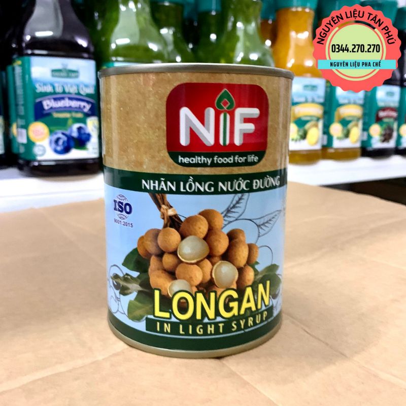 Nhãn ngâm đóng lon Nif - Lon 585gr