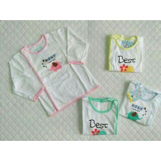 Áo sơ sinh jou trắng dài tay size 1,2,3