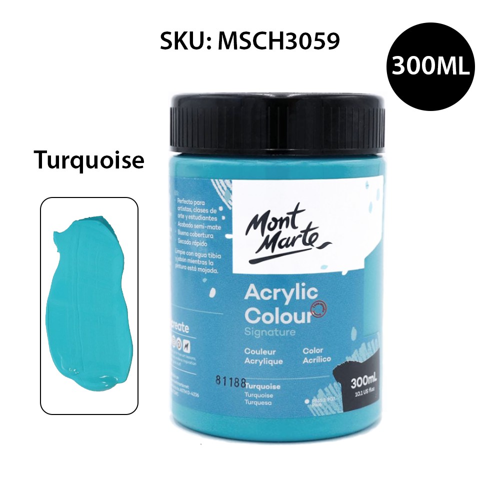 Màu Acrylic Mont Marte 300ml - Turquoise - Acrylic Colour Paint Signature 300ml (10.1oz) - MSCH3059