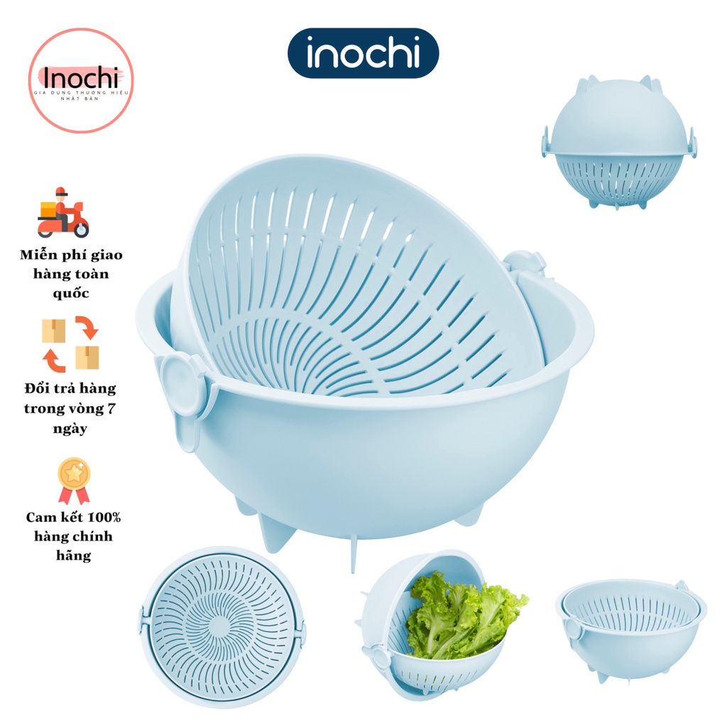 Bộ thau rổ nhựa xoay nhựa thông minh yoko inochi tiện dụng phủ Ag+ kháng khuẩn