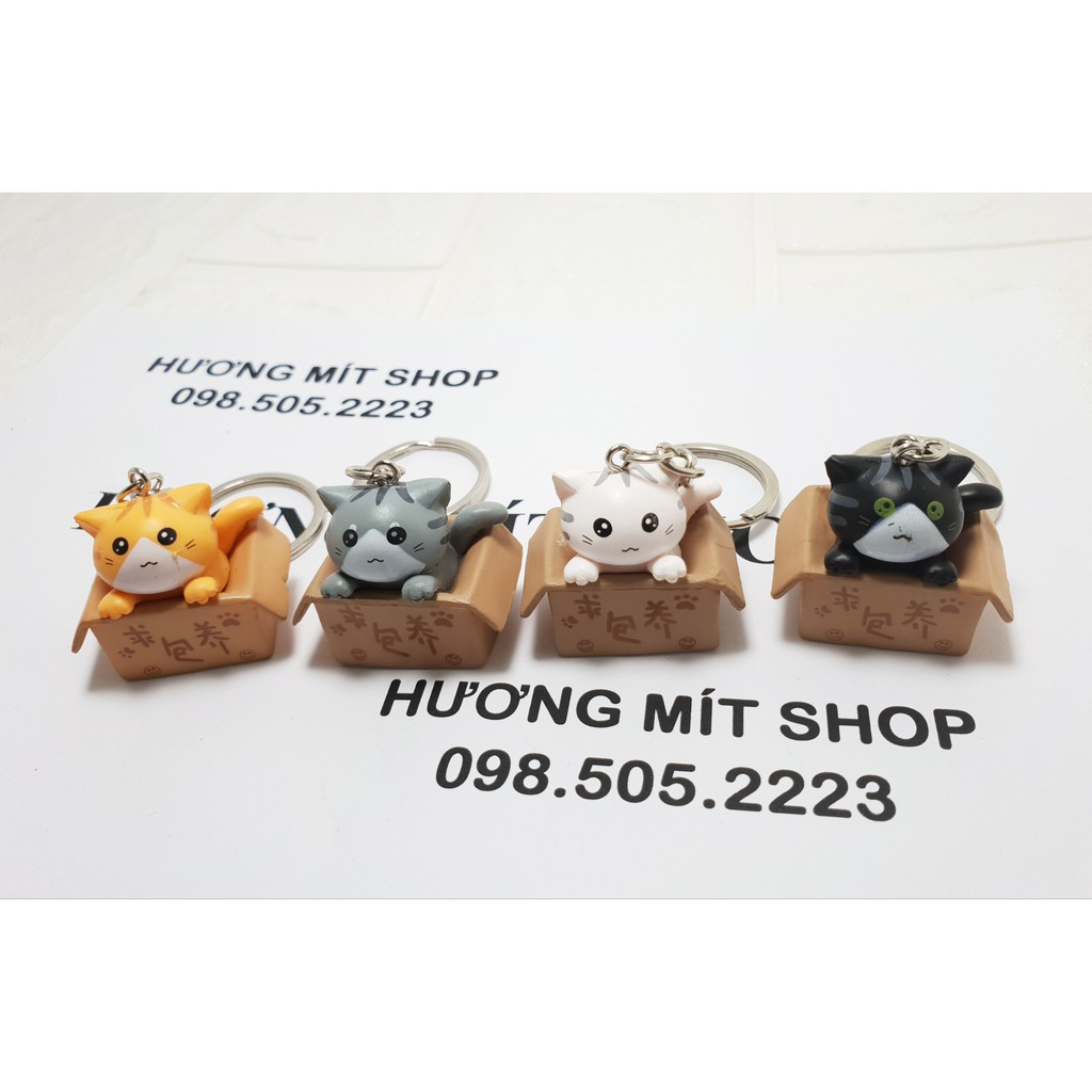 Móc khóa mèo ngồi hộp