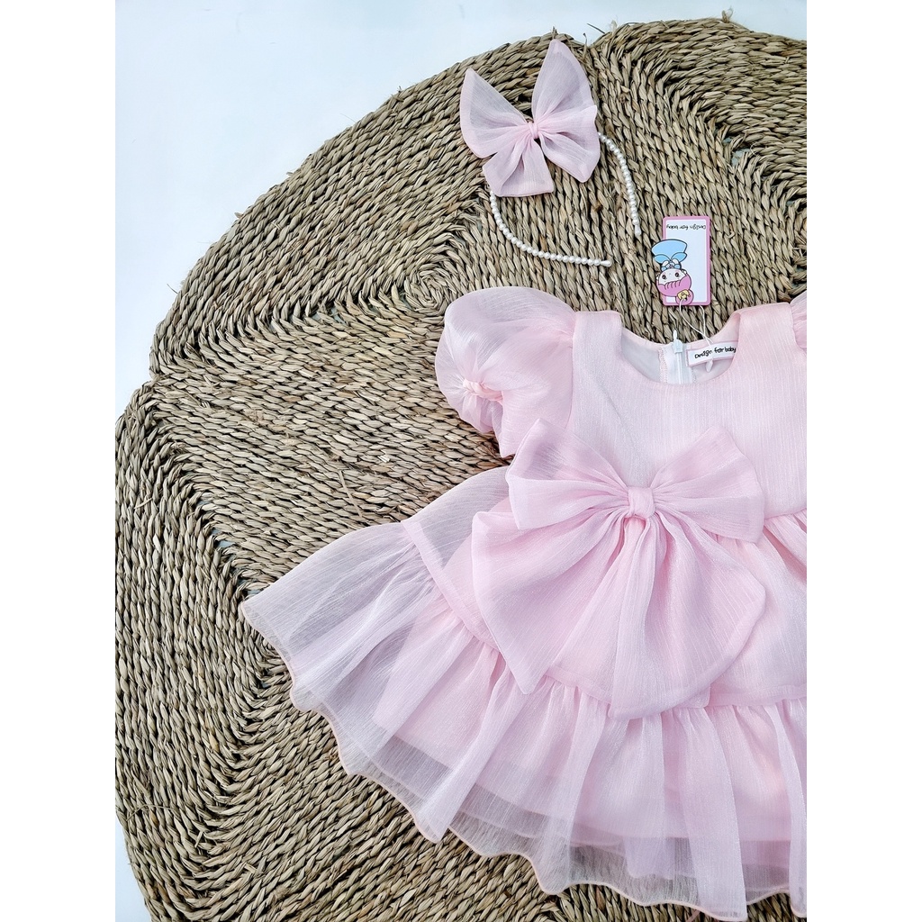 Váy đầm công chúa tiểu thư hồng thiết kế cao cấp cho bé gái diện đi chơi tiệc - Riokids TT10