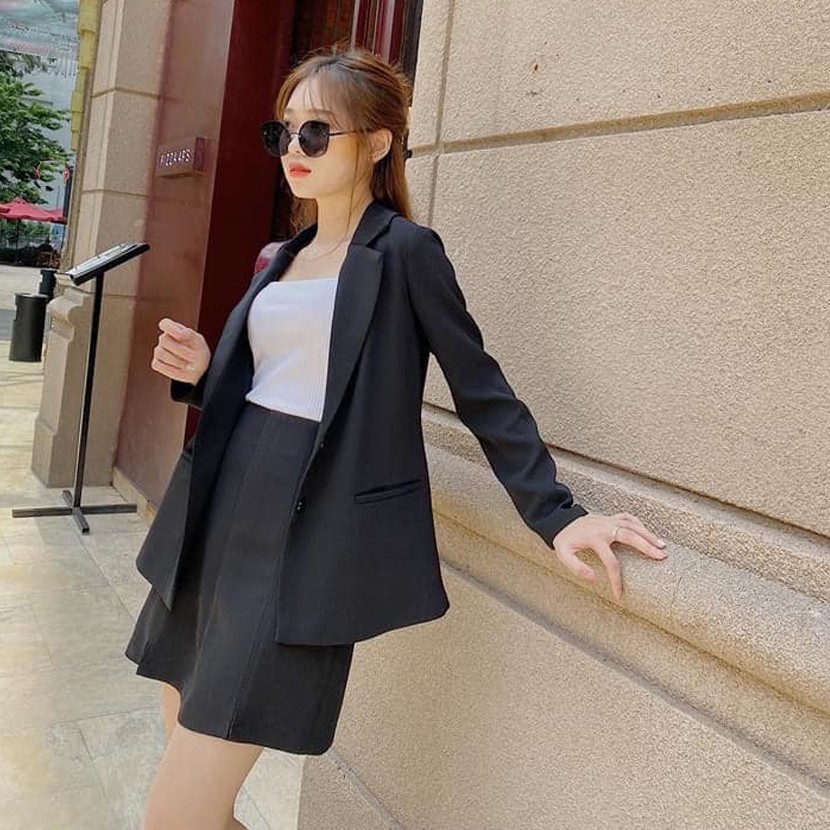 Sét Áo khoác blazer và chân váy tuýt si Hàn, Bộ Blazer 4 màu hàng Thiết kế Hachidesigns | BigBuy360 - bigbuy360.vn