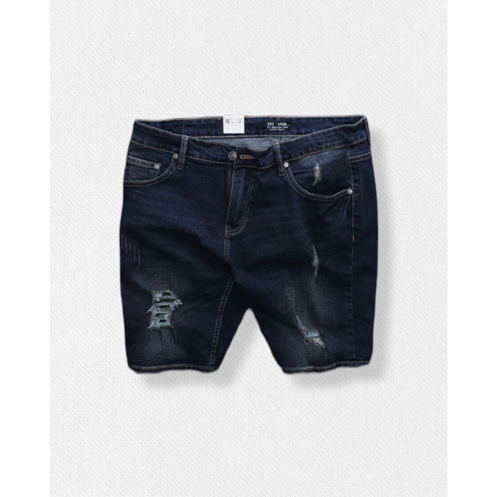 Quần short jean nam bigsize 80kg -130kg - xanh đậm rách, rách chấm