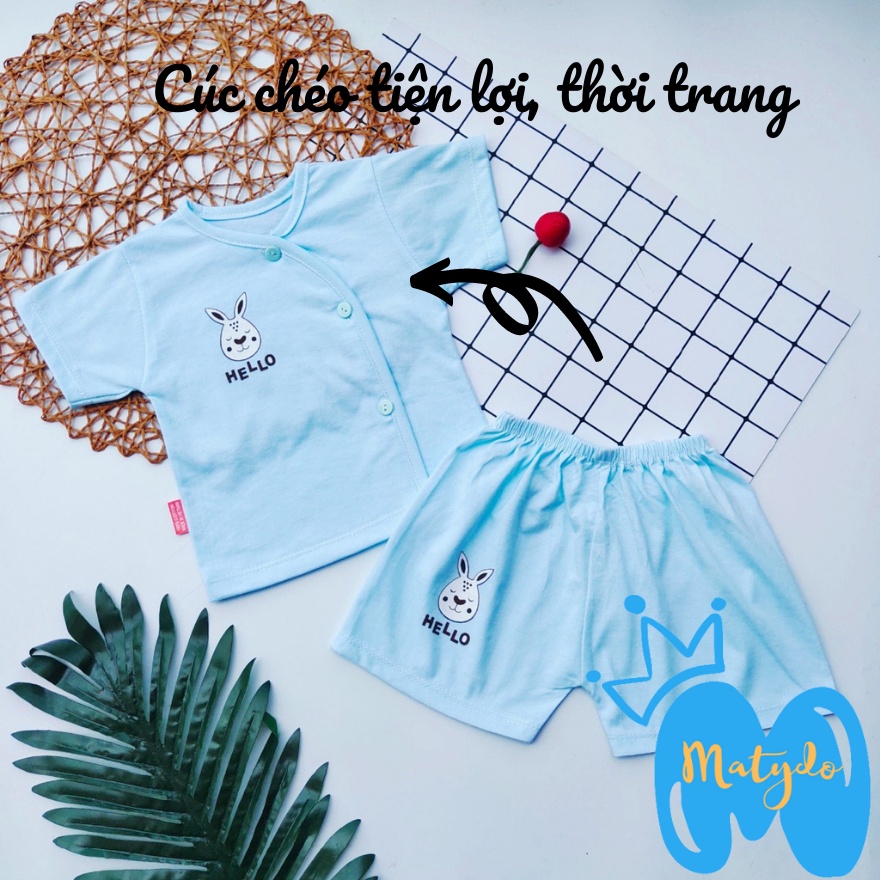 Quần áo sơ sinh ngắn tay cho bé trai bé gái mùa hè giá rẻ đồ sơ sinh cho bé HELLO cộc cúc chéo