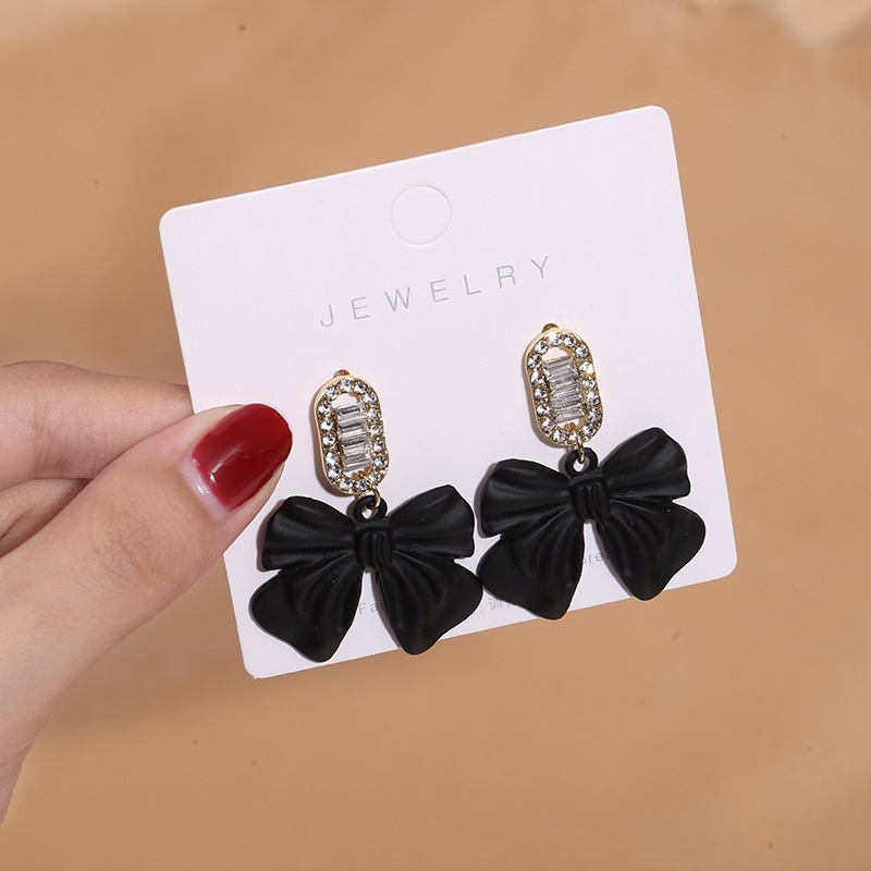 Khuyên Tai Nơ Đen Đơn Giản Thời Trang Hàn Quốc