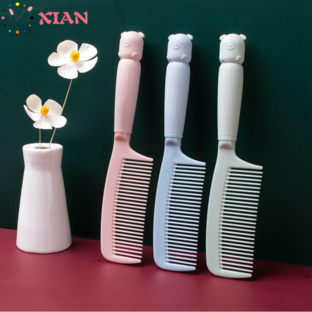 [Hàng mới về] Lược chải tóc mát xa da đầu chống tĩnh điện bằng nhựa mềm thiết kế chú heo hoạt hình đáng yêu