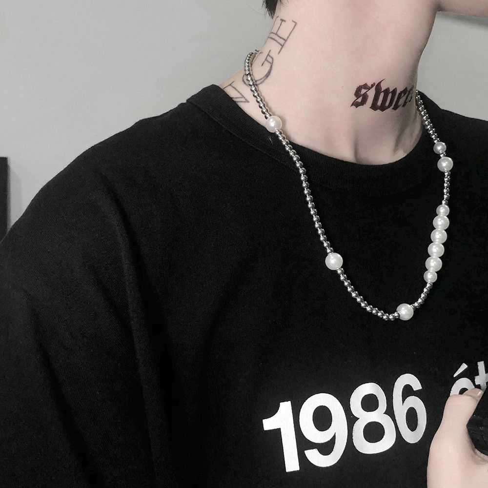 Dây Chuyền Kim Loại Đính Ngọc Trai Giả Thời Trang Unisex 22186