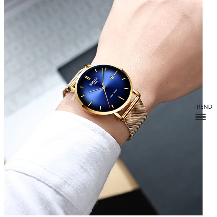 Đồng hồ nam dây lưới thép Nibosi 2362 fullbox