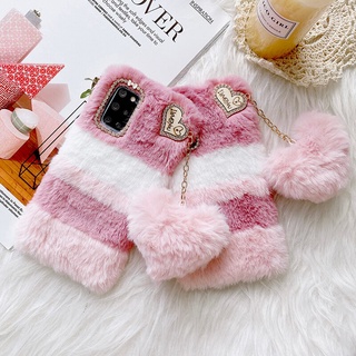 Ốp Lưng Cho Samsung Galaxy A57 A37 A17 A07 A13 A23 A33 A53 A73 5G A04S A52 A52S A72 Note 20 Ultra Note 9 10 Plus Bling Love Sang Trọng Ấm Áp Lông Tơ Dễ Thương