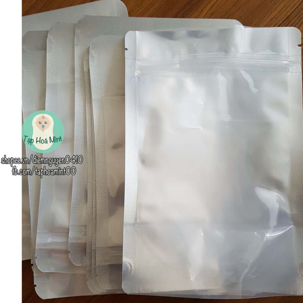 Combo 100g Túi zip bạc đáy đứng đựng thực phẩm đậu hạt 19x12cm