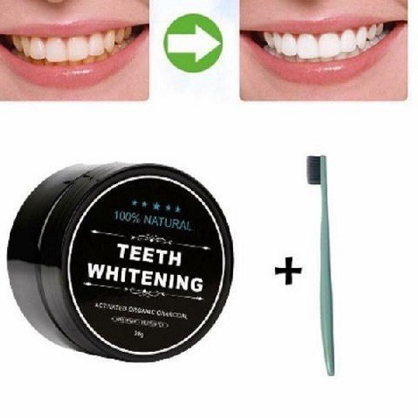 Bộ 3 SP Tẩy Trắng răng tại nhà gồm: Chỉ nha khoa + Bàn chải + Bột than tre hoạt tính làm trắng răng thiên nhiên