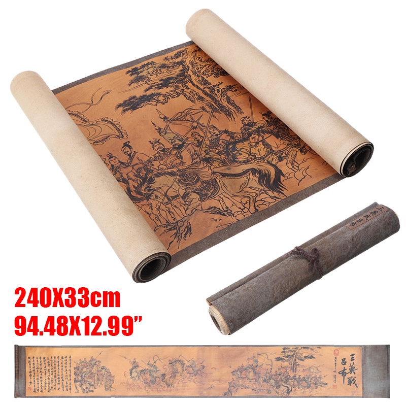 Tranh Lụa Cuộn In Hình Ba Anh Hùng Trung Quốc Mới