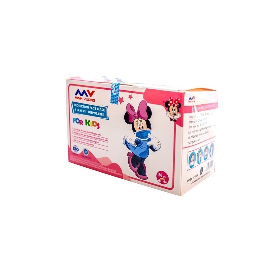 Khẩu trang y tế trẻ em Minh Vượng siêu dễ thương dành cho trẻ em từ 4 đến 12 tuổi - hộp 50 cái