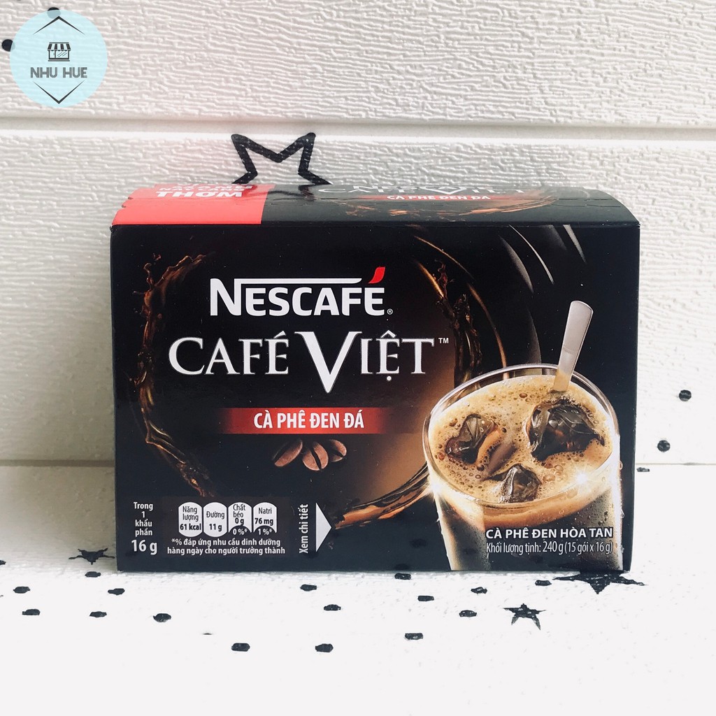 Cà phê NesCafe Việt đen đá (hộp 15 gói x 16g)