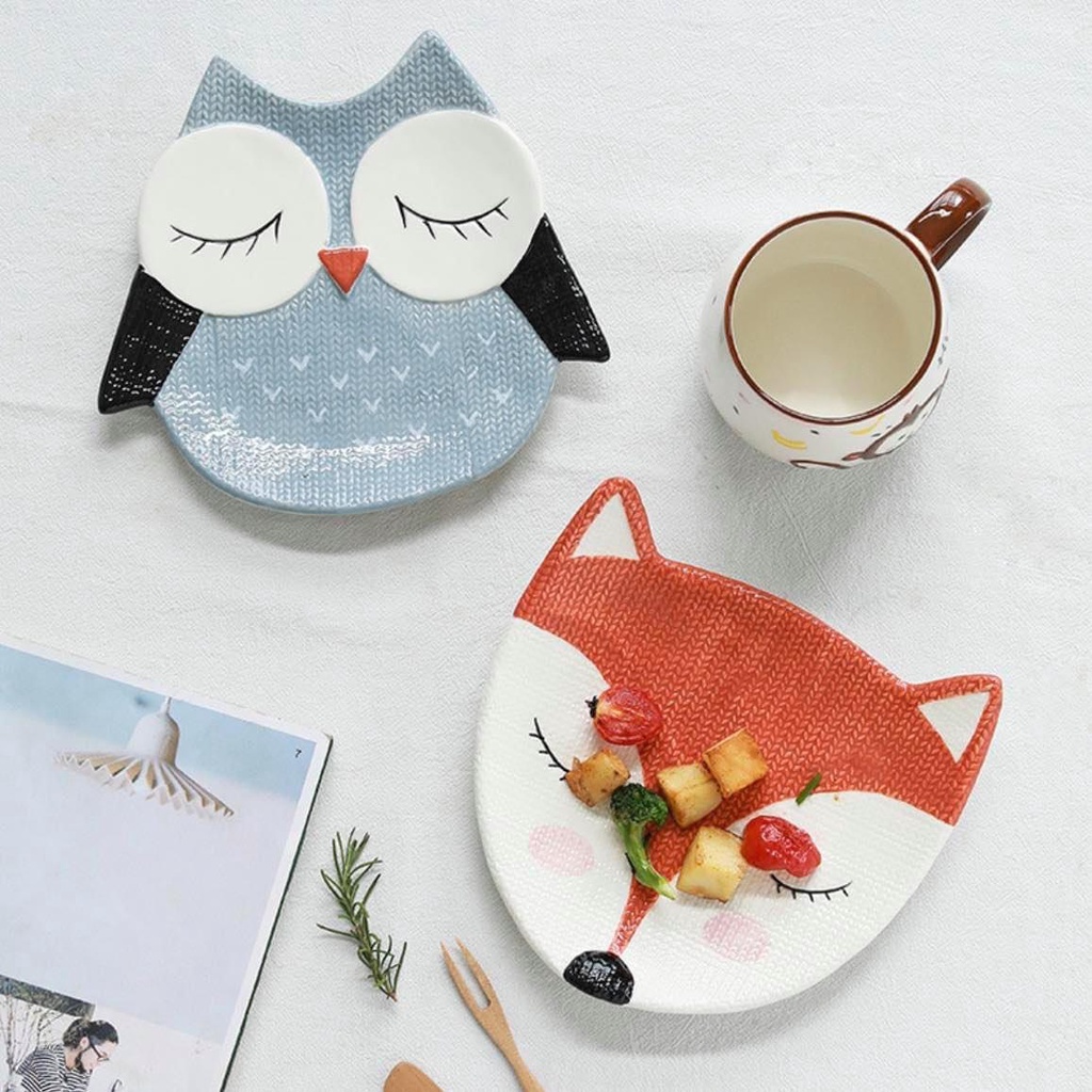 Dĩa gốm sứ cao cấp kiểu dáng hình thú siêu dễ thương