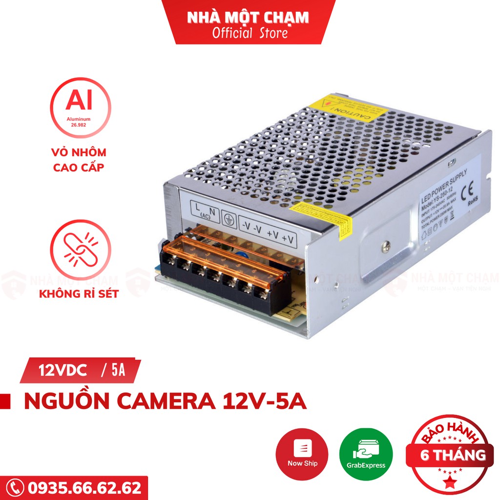 Nguồn tổ ong 12V-5A cấp nguồn cho camera, máy bơm, đèn led