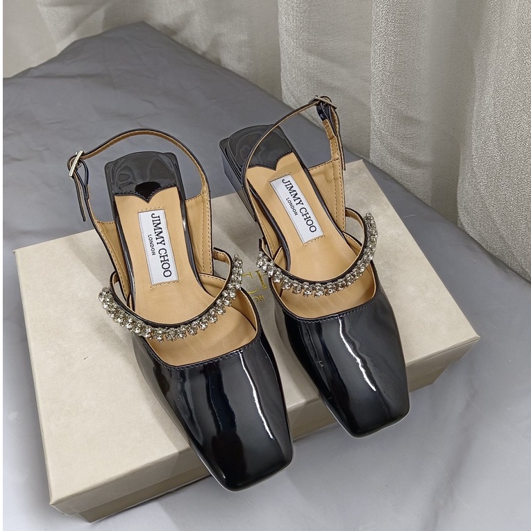 JC Giày Sandal Cao Gót 3.5cm Đính Đá Chất Liệu Da Thời Trang Mùa Hè Cho Nữ