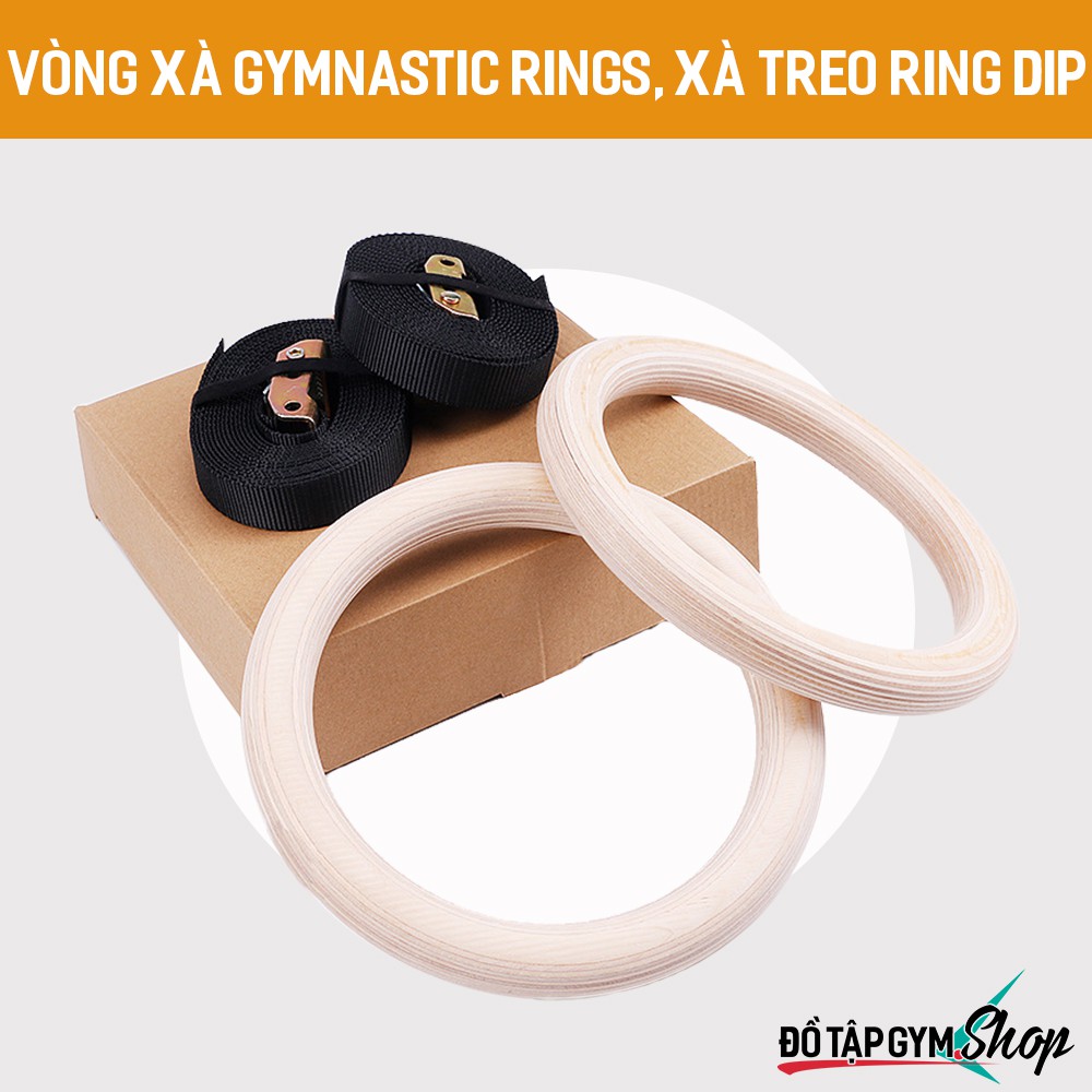 Vòng xà Gymnastic Rings, Bộ vòng xà treo Ring Dip gỗ Bạch Dương thể dục dụng cụ, Tập GYM