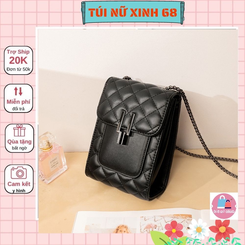 Túi xách đeo chéo đựng điện thoại thời trang trần trám khoá chữ Y Tuinuxinh68 546