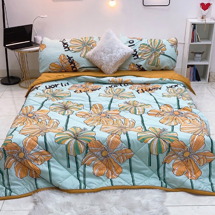 BỘ CHĂN GA GỐI HÈ COTTON ĐŨI 5 MÓN CAO CẤP MẪU MỚI TRẺ TRUNG HIỆN ĐẠI