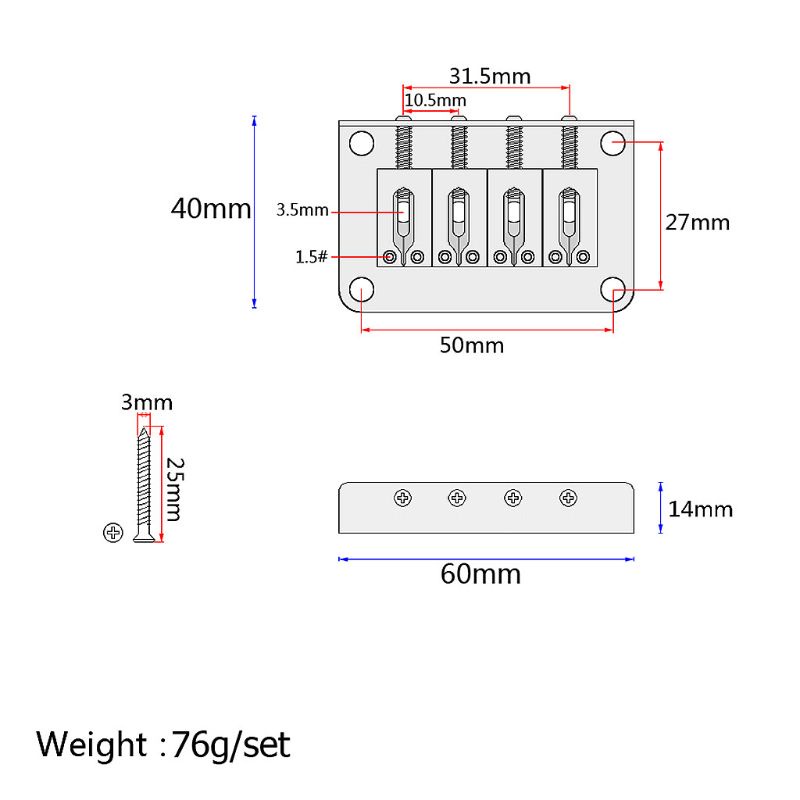Cầu Đàn 4 Dây Phong Cách Vintage Cho Đàn Guitar Ukulele