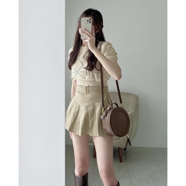 [NEW]CHÂN VÁY KAKI JEANS KÈM ĐAI XẾP LI CÓ LÓT QUẦN HÀNG QUẢNG CHÂU