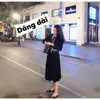 Chân váy xếp ly dáng dài kèm đai