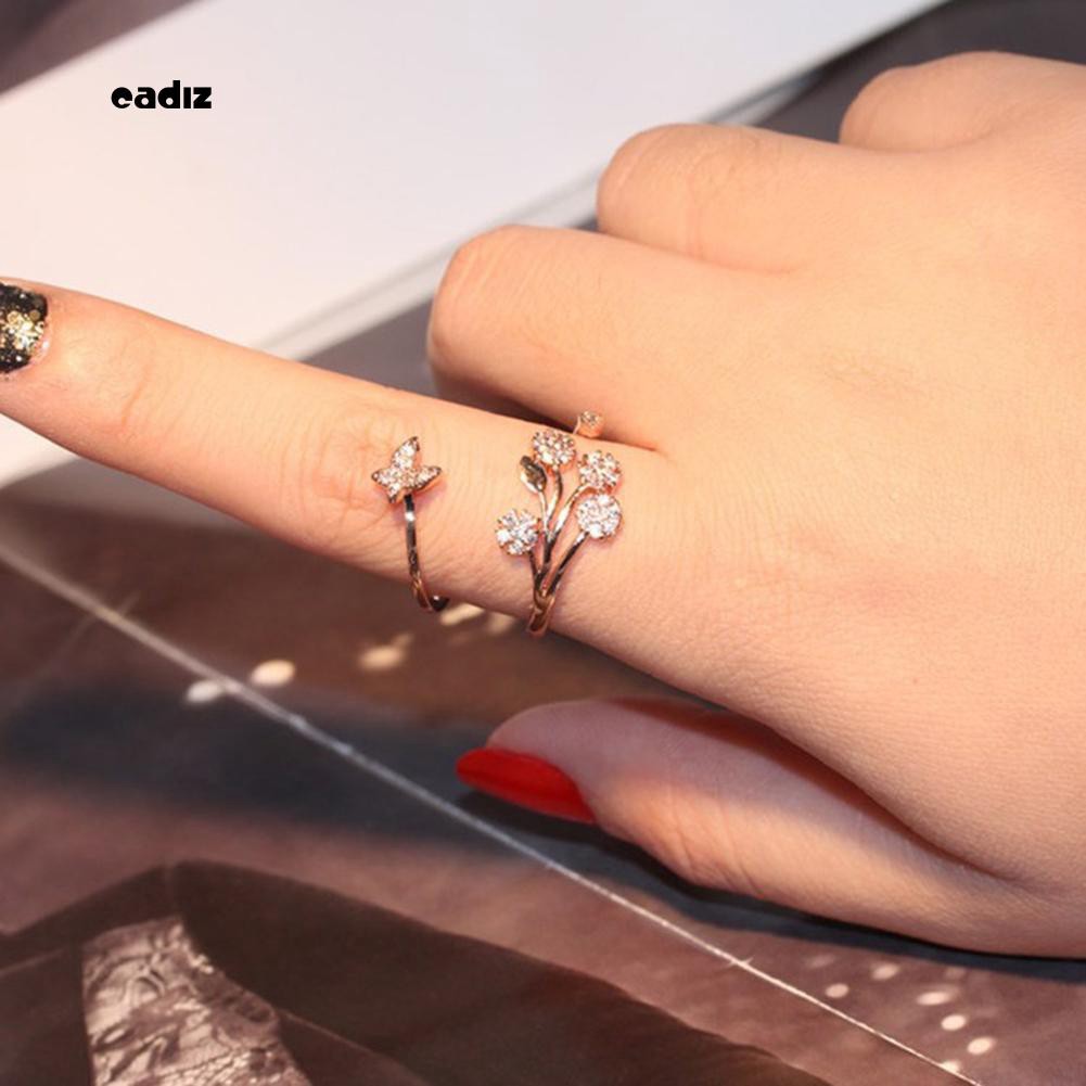 Nhẫn đính hôn nữ mạ bạc hình bươm bướm