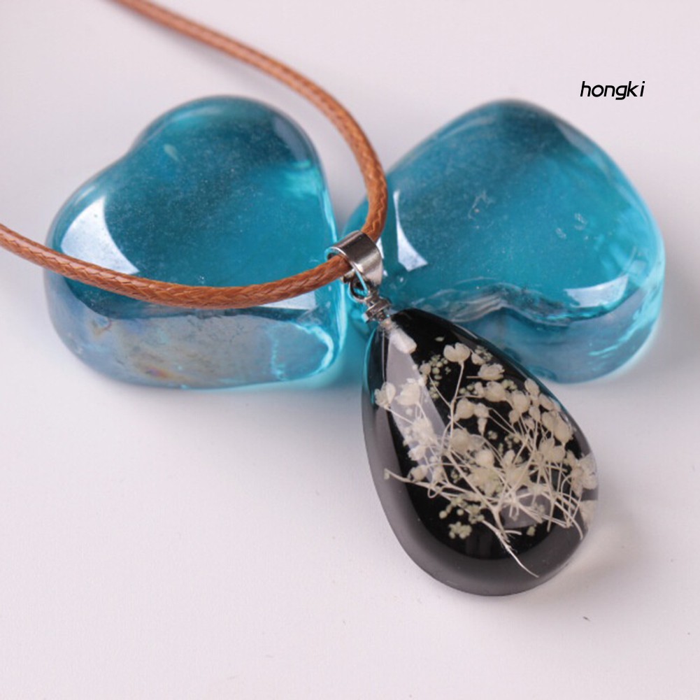 Dây Chuyền Mặt Giọt Nước Chứa Hoa Khô Phát Sáng Trong Đêm Cho Nữ