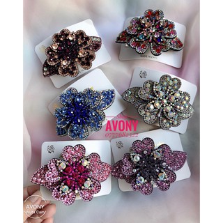 Kẹp tóc đuôi đính đá màu - bướm oval
