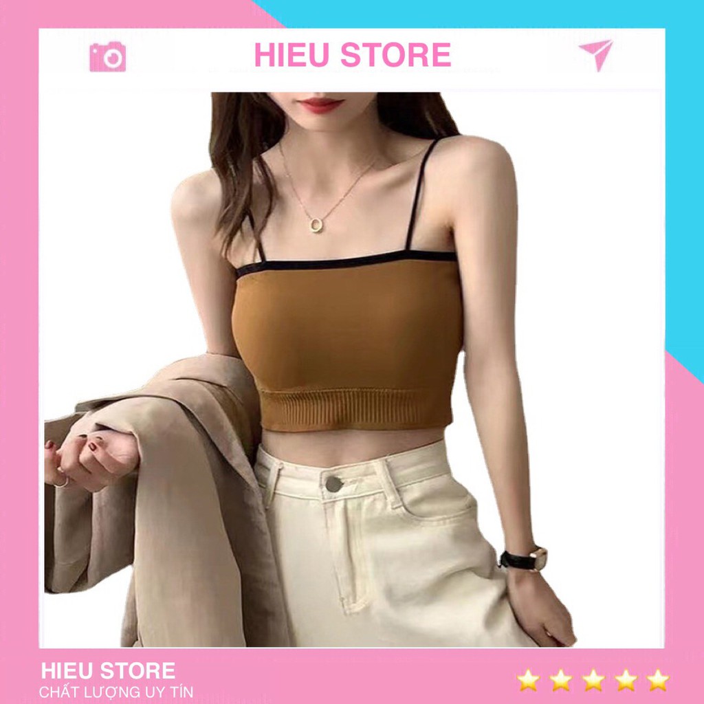 Áo Lót Nữ Cotton Gân Tâm 2 Dây Đệm Mỏng Ôm Ngực Đẹp Giãn Thoải Mái Hieu Store24h - 1537