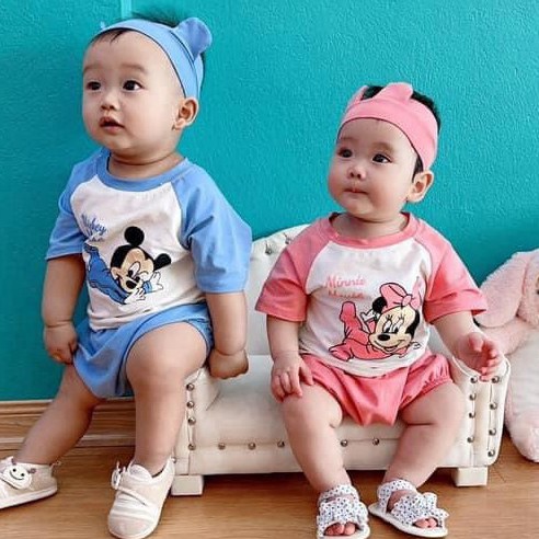 Bộ Quần Áo Cotton Cộc Tay Cho Bé Minie Mouse [B02-2021] - Babi mama