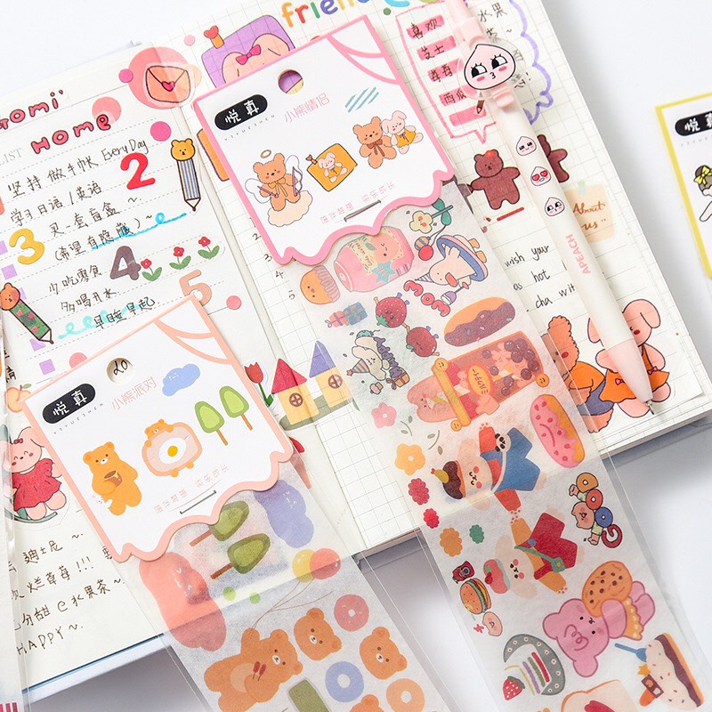 Hình dán sticker gấu em bé siêu cute trang trí sổ tay, máy tính, laptop, góc học tập