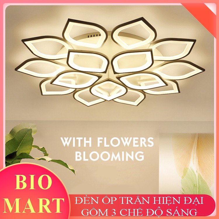Đèn Ốp Trần Trang Trí – Đèn Âm Trần Trang Trí Phòng Khách, Gồm 3 Chế Độ Ánh Sáng, Có Điều Khiển Từ Xa Tiện Dụng – BIO144