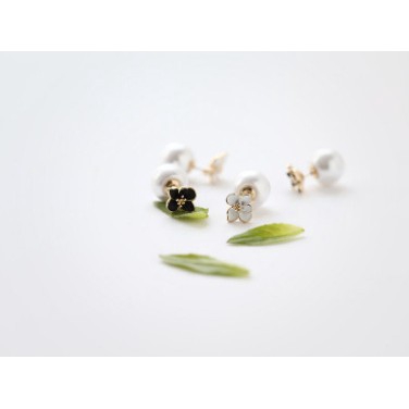 Khuyên tai hai mặt kiểu hoa cúc nhỏ phong cách Hàn Quốc cá tính thời trang