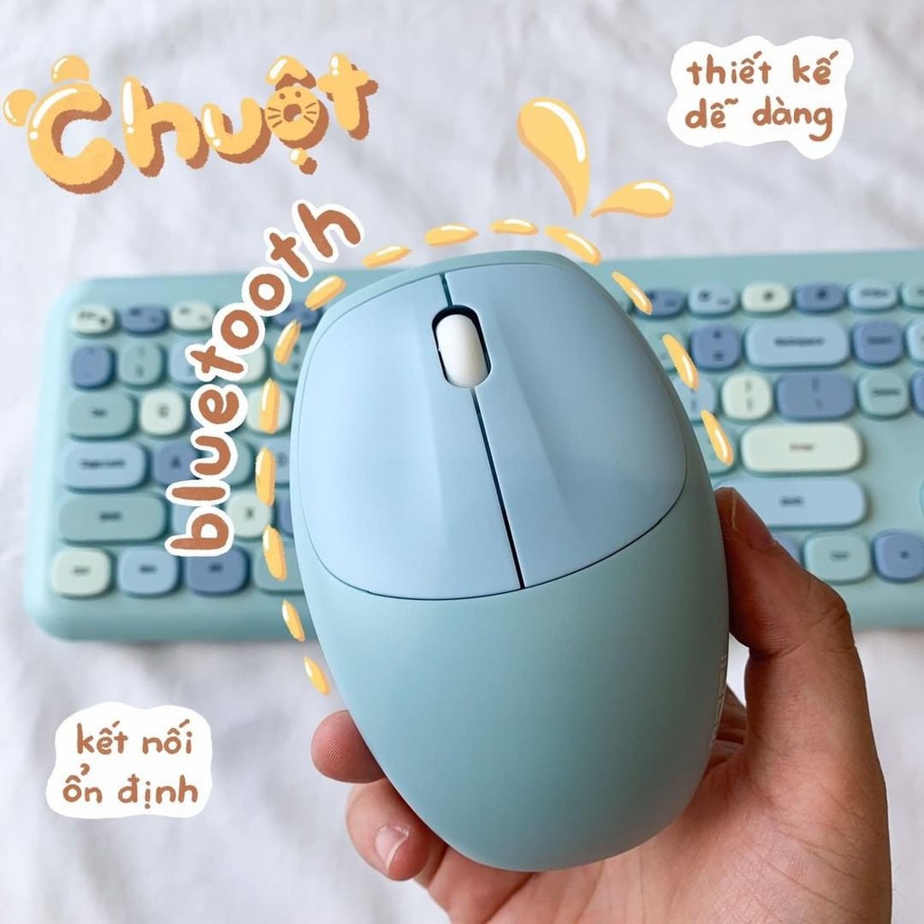 [TẶNG CHỔI + PIN + STICKER] Bộ bàn phím + chuột KHÔNG DÂY CANDY MOFii 666 Candy Crush mix màu phím vuông