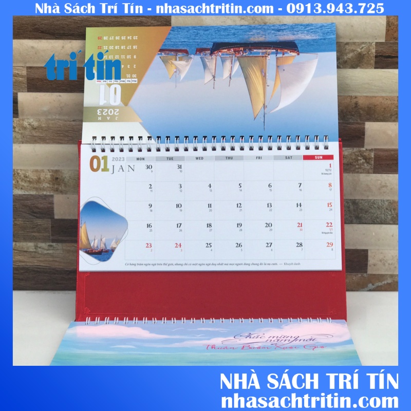Lịch để bàn 2023 chữ M có dải note ghi chú ngày, tuần, đủ ngày âm dương [VPP TRÍ TÍN}