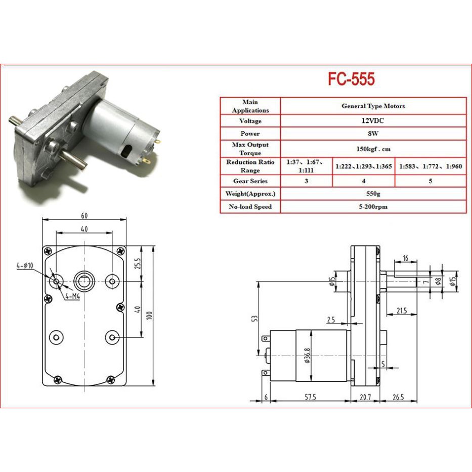 Động cơ hộp giảm tốc 12/24VDC